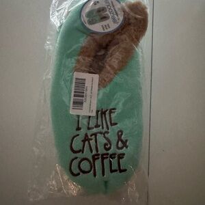 Snoozies! Cat & Coffee Slippers NWT